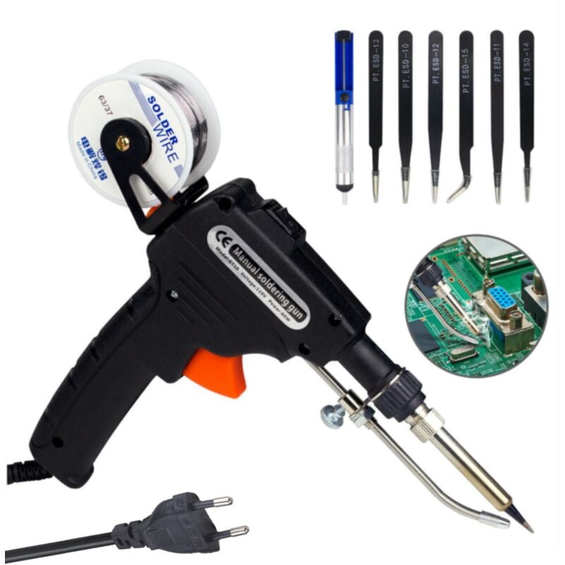 Tonysa - Pistolet à souder 60 w, kit de fer à souder automatique, outil d'alimentation de soudure automatique 9 en 1 avec pompe à dessouder, fil