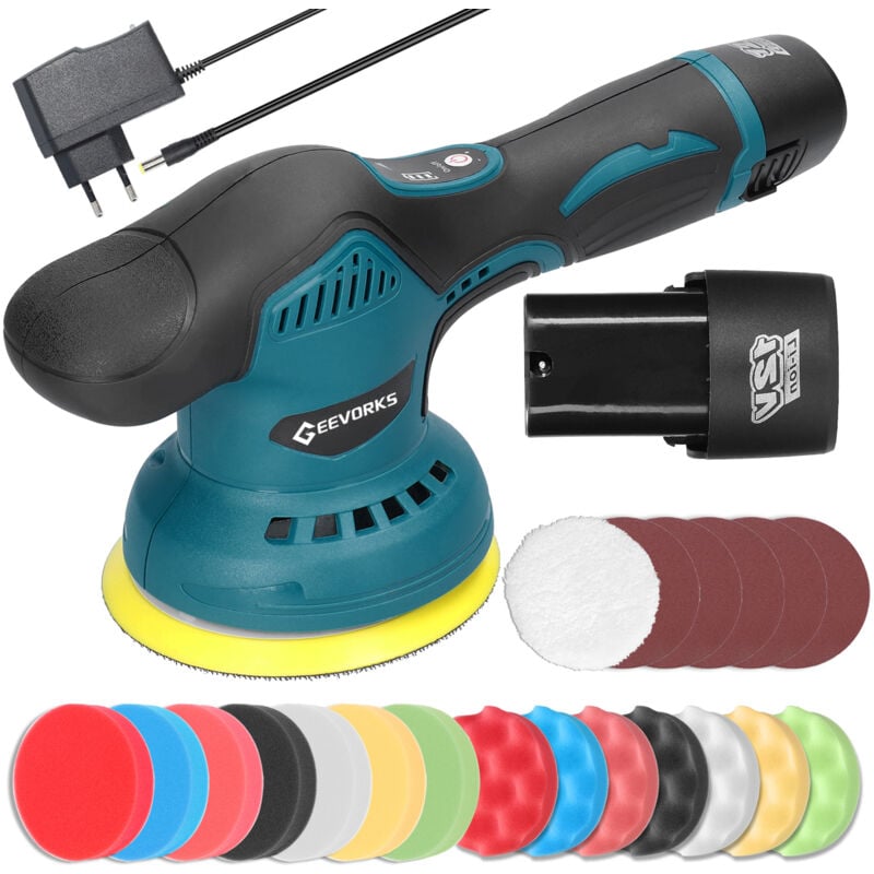 Tonysa - Polisseuse Voiture , Polisseuse sans fil , Polisseuse Excentrique 2800-5500tr/min, 8 Vitesse Variable, 125mm,avec 2 batteries au lithium de