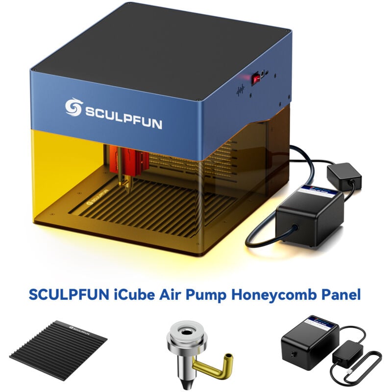 Tonysa - Pour sculpfun iCube Graveur Laser 6W, Mini Graveur Laser Portable avec pompe à air,buse à air,tuyau d'air,panneau en nid d'abeille