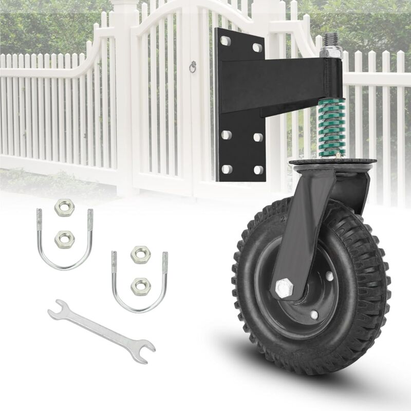 Roue de portail pour portail en tube métallique, capacité de 272 kg, rotation à 360 degrés, roulettes de portail robustes avec vis et tournevis