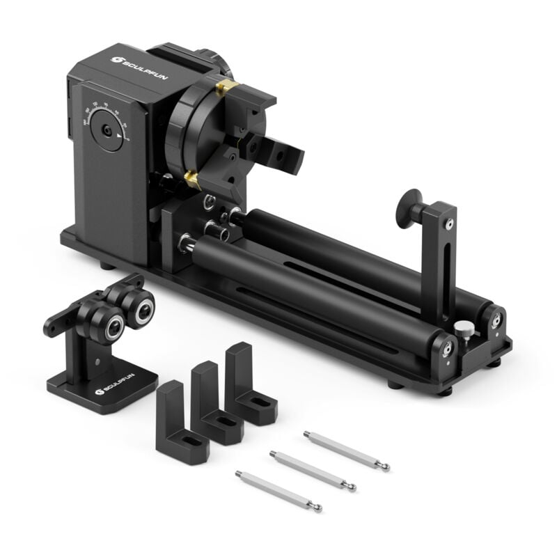 Tonysa - Rouleau rotatif laser, mandrin rotatif à axe y pour la plupart des graveurs laser, kit rotatif Pro avec mâchoire et module 4 en 1 adapté