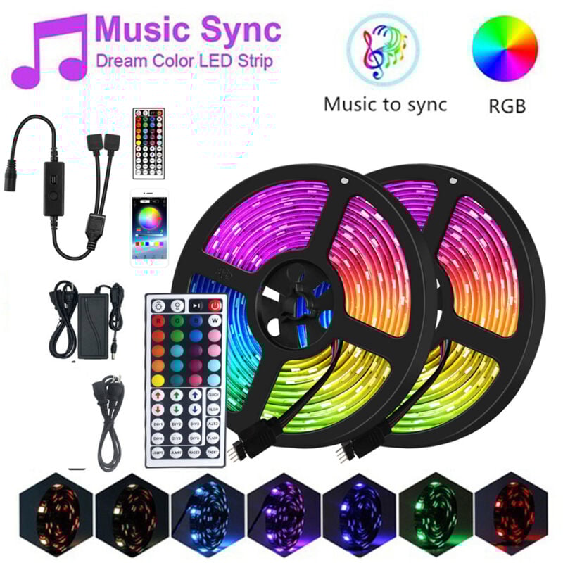 Tonysa - Ruban lumineux led 20M(2x10M) rgb Bande led Multicolore App Contrôle, Led Ruban avec Télécommande , pour Décoration, Cuisine, Mariage