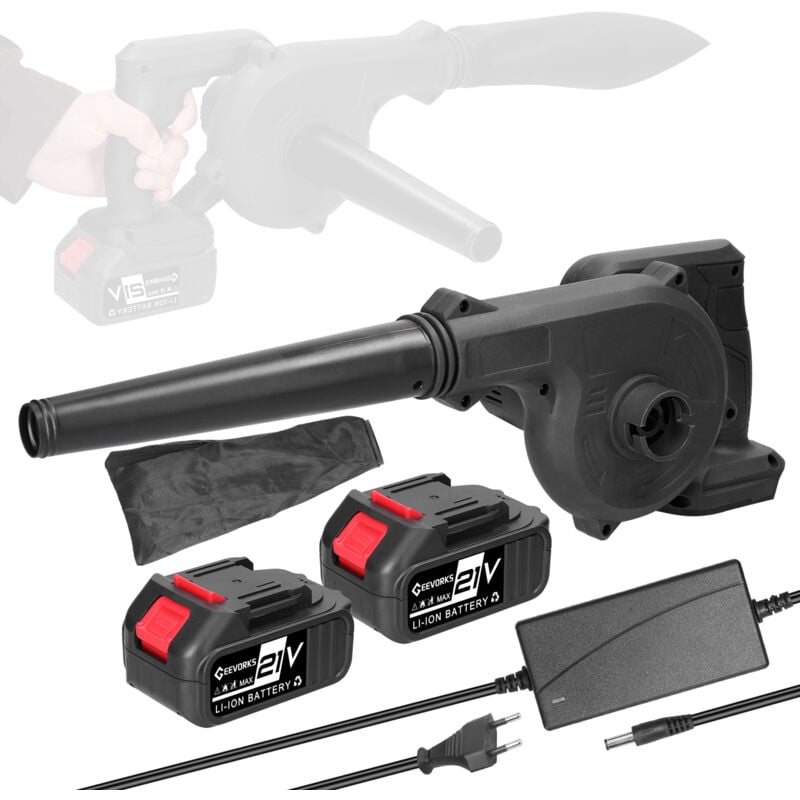 Tonysa - Souffleur de Feuilles, 2 en 1 Souffler Et Aspirer Souffleur sans Fil Turbocompressé Avec Sac De Ramassage Et 2 x Batteries Et Chargeur Pour