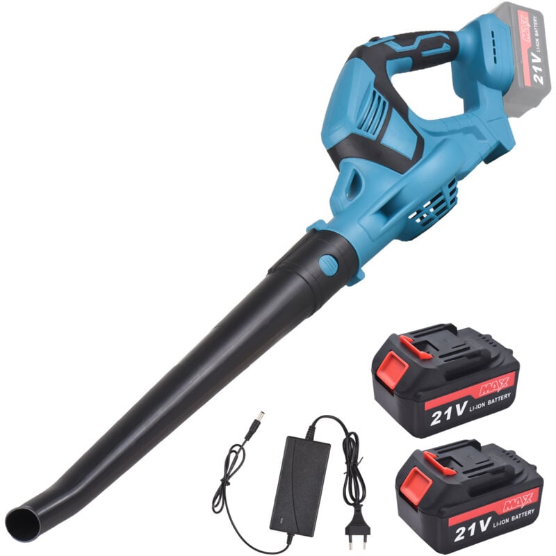 Souffleur de Feuilles sans Fil, 21V Souffleur, Souffleur Feuilles Mortes avec 2 x 2000mAh Batterie & Chargeur, Sections de Buses - Tonysa