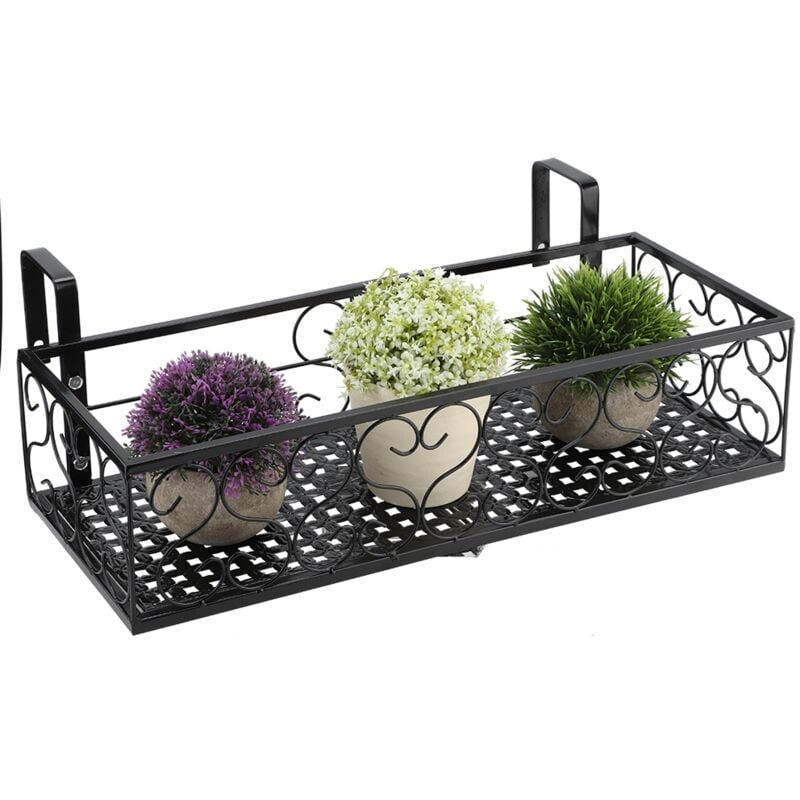 Gistuch Support de fleur de fer suspendu Pot de plante Support de stockage de plantes Étagère de garde-corps Décoration de la maison pour clôture,