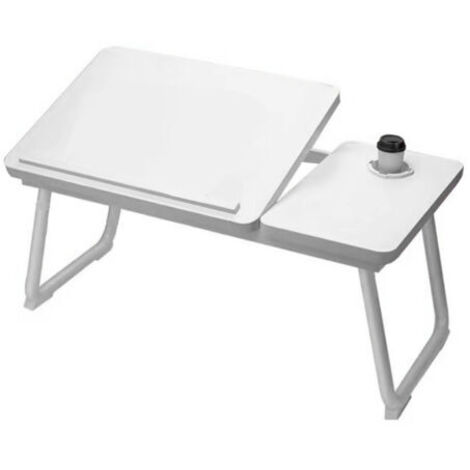 TONYSA Table de lit pliante multifonctionnelle avec porte-gobelet et plateau relevable pour ordinateur portable, idéale pour la maison, les dortoirs et les bureaux. Bureau/chambre d'étudiant.