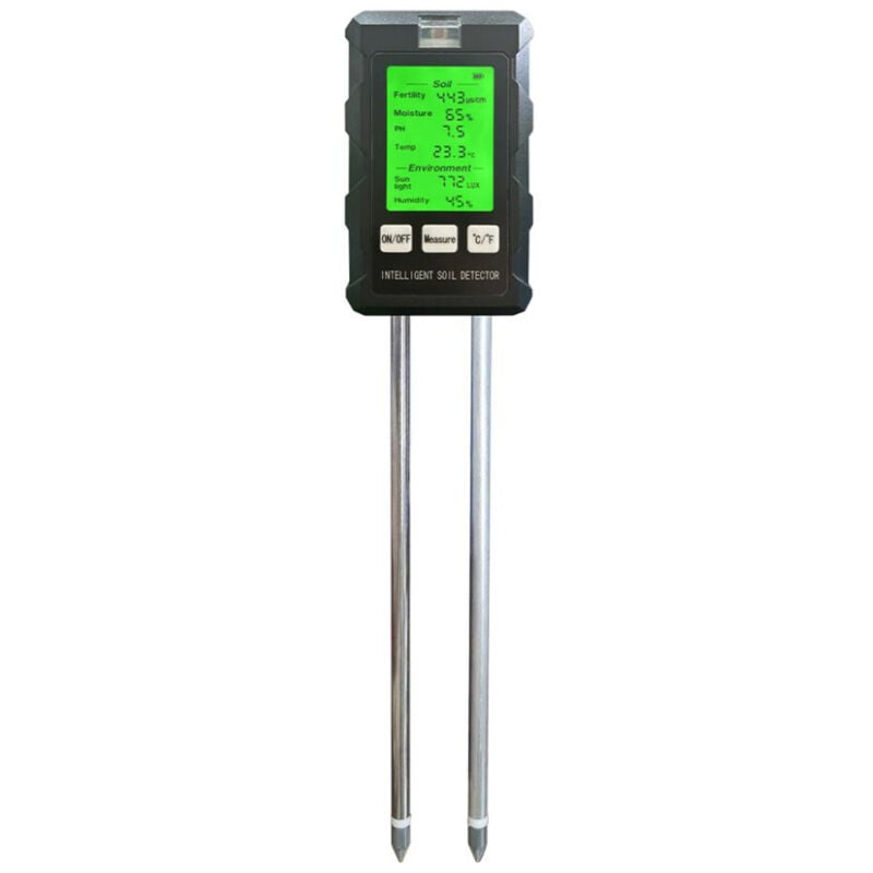 Tonysa - Testeur de pH du Sol 6 en 1, humidimètre Plantes avec fertilité du Sol/humidité/pH/température/lumière Solaire/humidité ambiante, avec écran