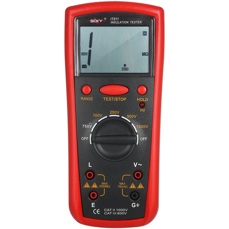 Testeur D'isolation,Mégohmmètre, Mégohmmètre Numérique lcd, Testeur De Résistance Numérique 1000 v, Compteur De Résistance D'isolation Megohm Mètre