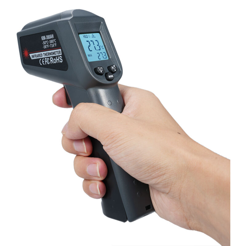 Thermomètre infrarouge Laser Pistolet ir Temperature Professionnel Sans Contact -50°C380°C Ecran lcd Réglable Alarme d'émissivité Affichage Cuisine