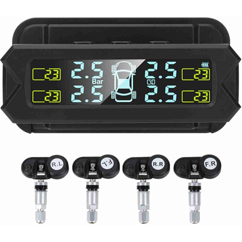 Tonysa - tpms Système de surveillance de la pression des pneus à énergie solaire 0-81 psi sur pare-brise avec 4 capteurs de voiture en temps réel