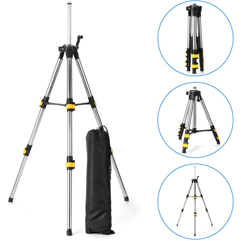 Trépied pour niveau laser,Trépied télescopique , Trépied à tige d'extension en acier inoxydable de 1.2M, support pour niveau Laser avec niveau à