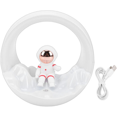 TONYSA Veilleuse spatiale rechargeable par USB, lampe de bureau à intensité variable, joli décor de pièce pour salle de bain, salon, blanc