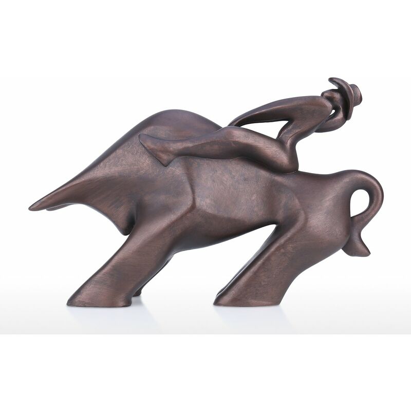 

Tooarts Bull Knight Escultura de resina Retro Adorno de animal abstracto Regalo personalizado Sala de estar Decoracion de escritorio de oficina