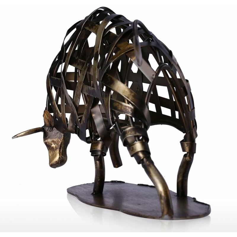 

TOOARTS Escultura de metal Ganado trenzado de hierro, Articulos de decoracion del hogar Artesanias hechas a mano