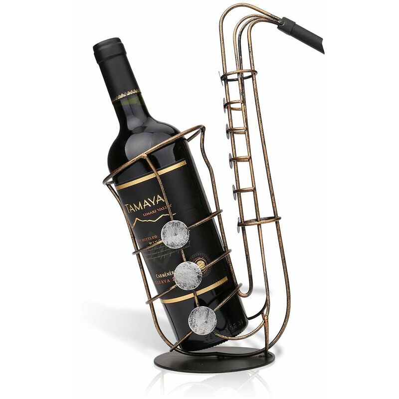 

TOOARTS Estante de vino de metal para saxofon, Estante de vino hermoso y practico, Sostenedor de botella de vino creativo, Adornos practicos