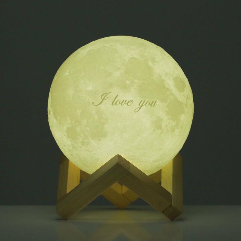 

Tooarts Lampara de luna ❤ Regalo de San Valentin I LOVE YOU ❤ Luz LED impresa en 3D Arte moderno Decoracion del hogar Luna en mi habitacion Enchufe