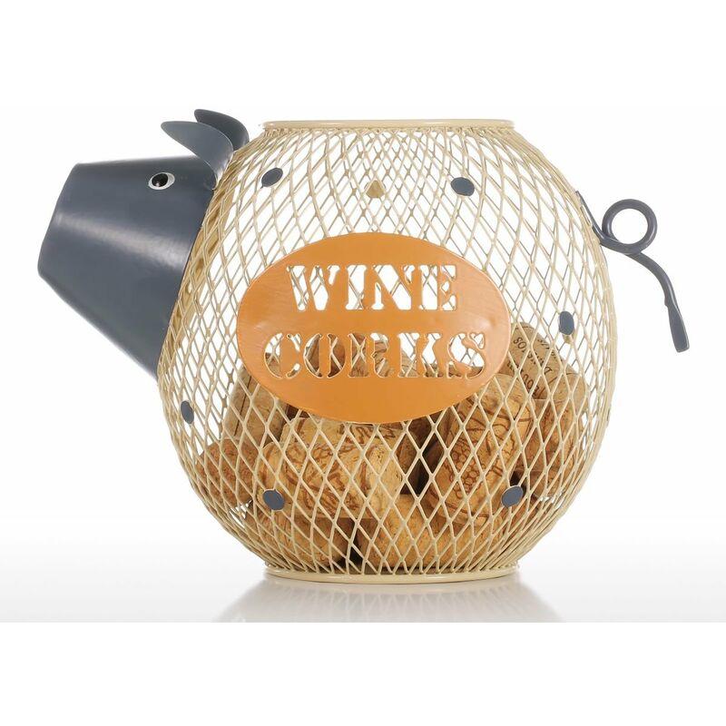 

Tooarts Lovely Piggy Wine Cork Container Decoracion para el hogar Escultura de metal Animal Craft Gift