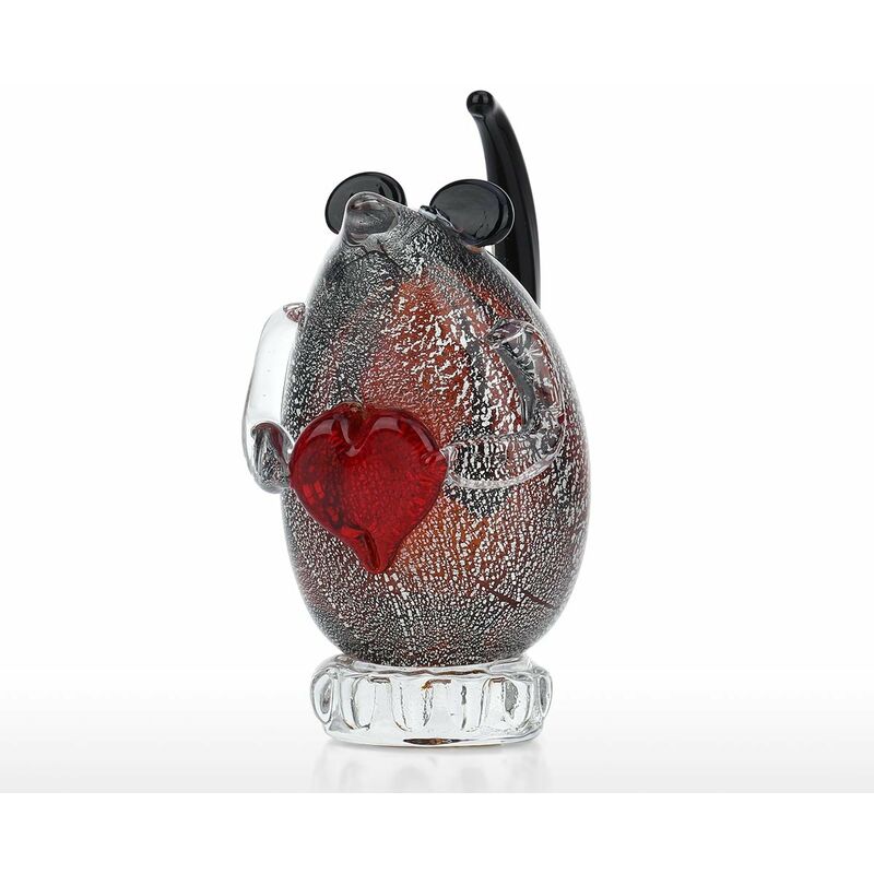 

Tooarts Mouse Escultura de vidrio Adorno de vidrio hecho a mano Escultura de animales Decoracion del hogar Artesania de regalo