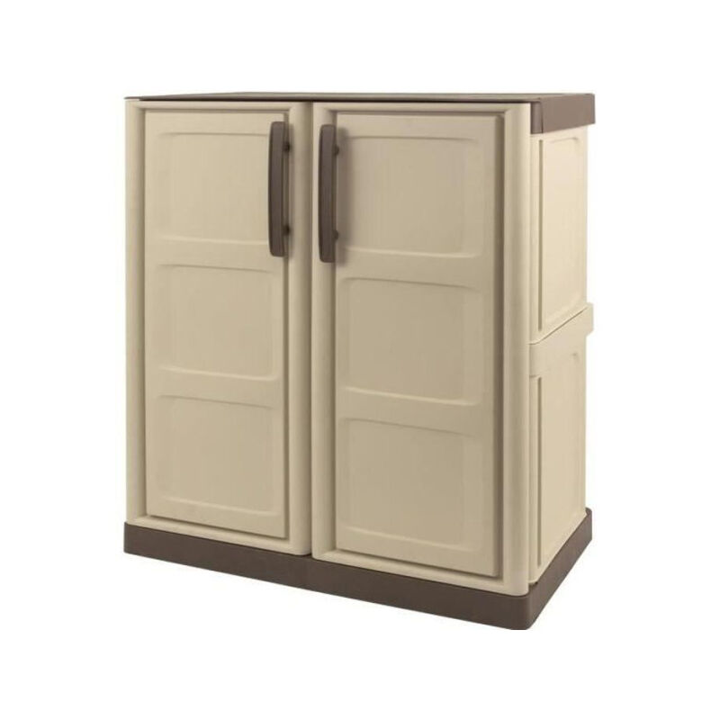 Tood - Armoire de rangement basse en résine Taupe/écru - 1 tablette - Plastique recyclable