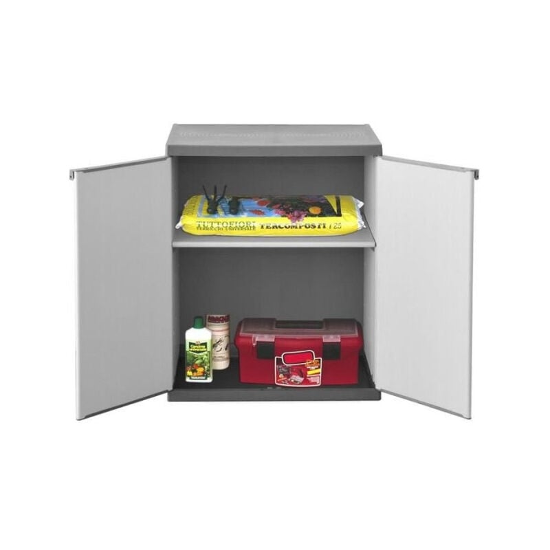 Tood - Armoire de rangement basse en resine 1 tablette