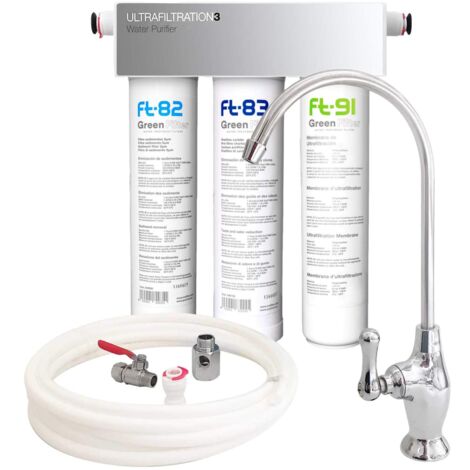 Toodo – Filtre sous évier Trio UF – Filtration 3 phases – Sédiments 5µm, charbon actif, ultra-filtration – Installation rapide sous évier