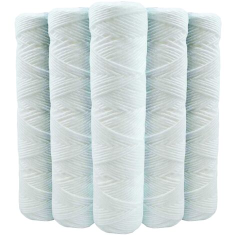Toodo – Lot de 5 cartouches bobinées filtre à eau 9'3/4 – 5 microns – Haute température – Compatible porte filtre 10 pouces