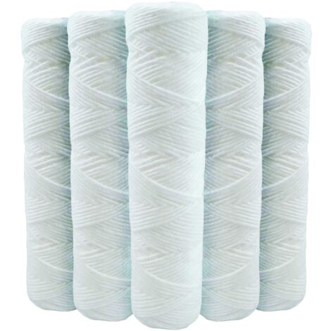 Toodo – Lot de 5 cartouches bobinées filtre à eau anti sédiments 9'3/4 – Filtration 10 microns – Compatible porte filtre 10 pouces