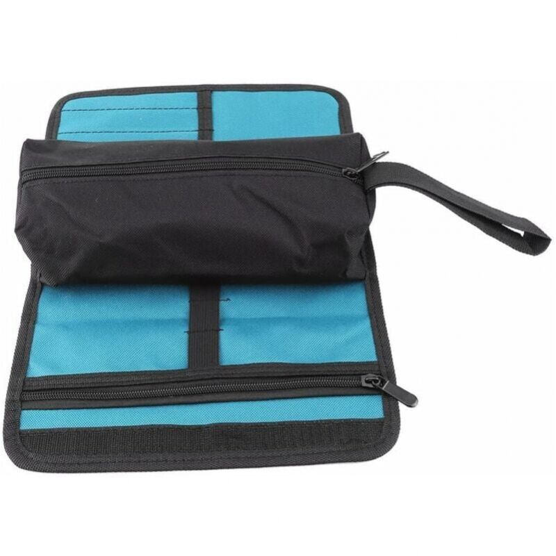 Tool Bag, Roll-Up Canvas Tool Pouch, Empty Tool Storage Bag, Storage Bag With Zipper And Hanging Loop For Electrician Plumber Or Mechanic