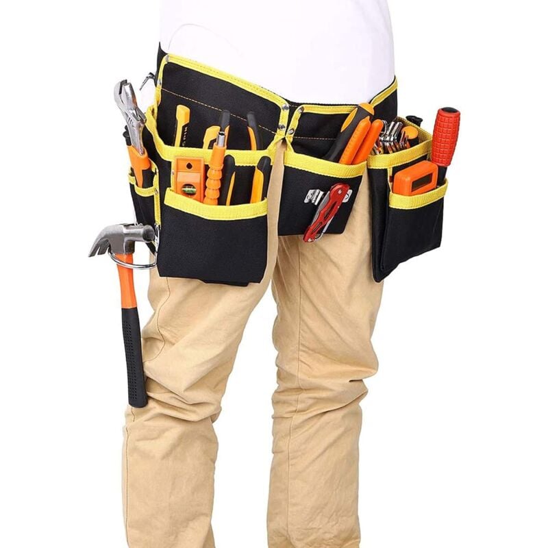 Tinor - Tool Belt with 11 Pockets, Tool Pouch, Waterproof Oxford Fabric, with Adjustable Straps, for Electricians, Carpenters, Builders