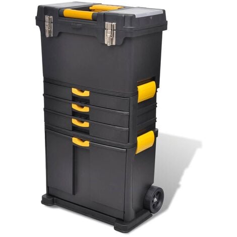 main image of "Tool Case Chest Tool Trolley Portable - Black"