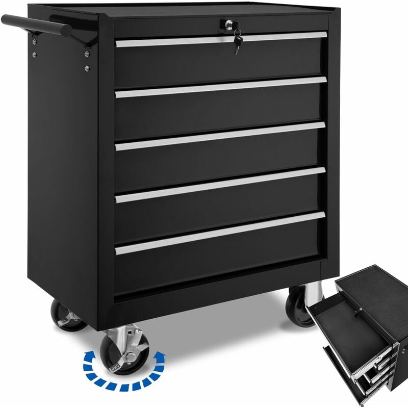 Tool chest with 5 drawers - tool box, tool box on wheels, tool cabinet - black