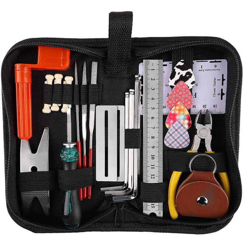 Tool De Reparation De Guitare Ensemble De Nettoyage De La Maintenance Kit De Nettoyage String Organiseur Organiseur Outil De Mesure, Multicolore