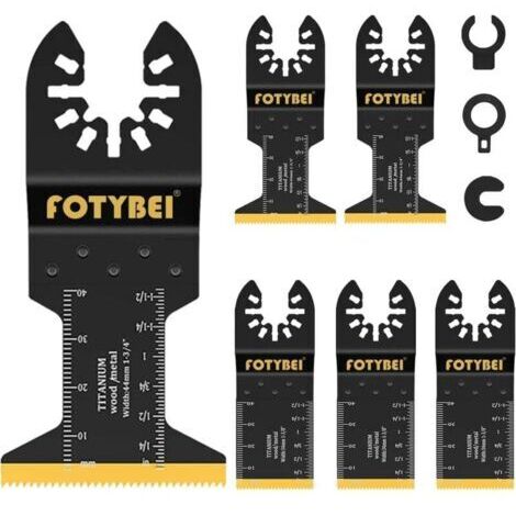 Tool Lames de scie oscillantes en titane, ensemble d'accessoires de lames multi-outils 5 pièces pour plastique, bois, métal, compatibles avec Fein Dewalt Makita Parkside Black&Decker et plus encore