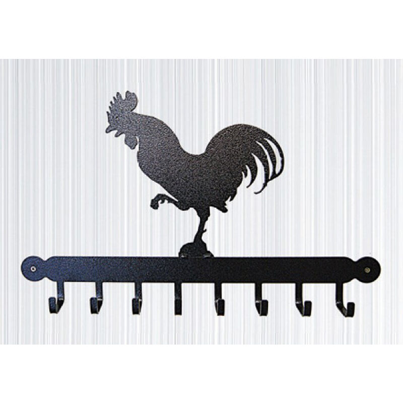 Poppy Forge - Tool Rack (Cockerel) - Hooks - Solid Steel - W54.6 x H30.5 cm - Black