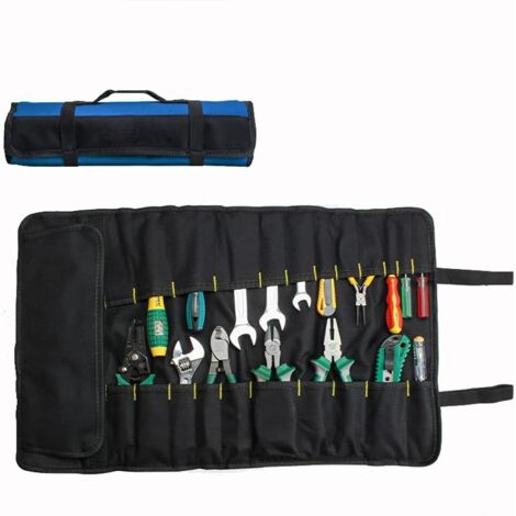Tool Roll Bag, 37 Pocket Tool Bags, Multi-Purpose Tool Roll Up Bag, Tool Wrap Roll Organisers, Portable Tool Pouch, Screwdriver Spanner Roll Tools Storage - Blue