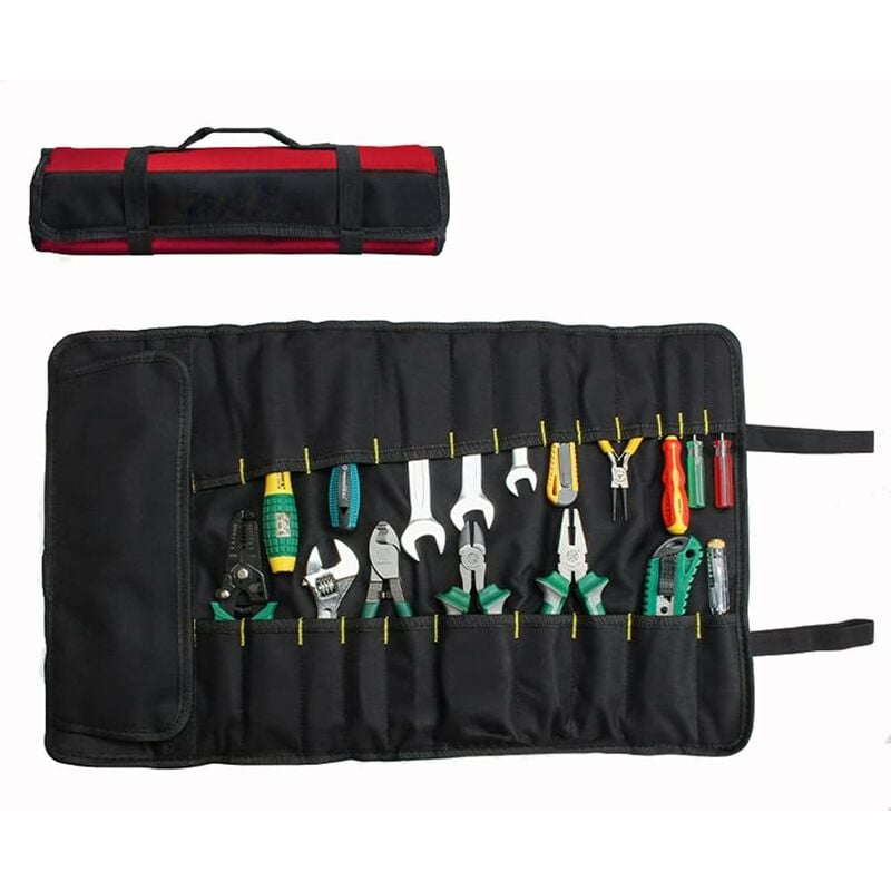 Sacoches à Outils Trousse à Outils 37 Pochettes Sacoches Porte-Outils Etui à Outils Trousse Tools Pliable Portable (sans outils) Rouge