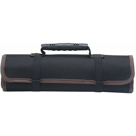 Canvas Tool Roll Bag, Compact Roll-up Tool Pouch With 5 Zipper