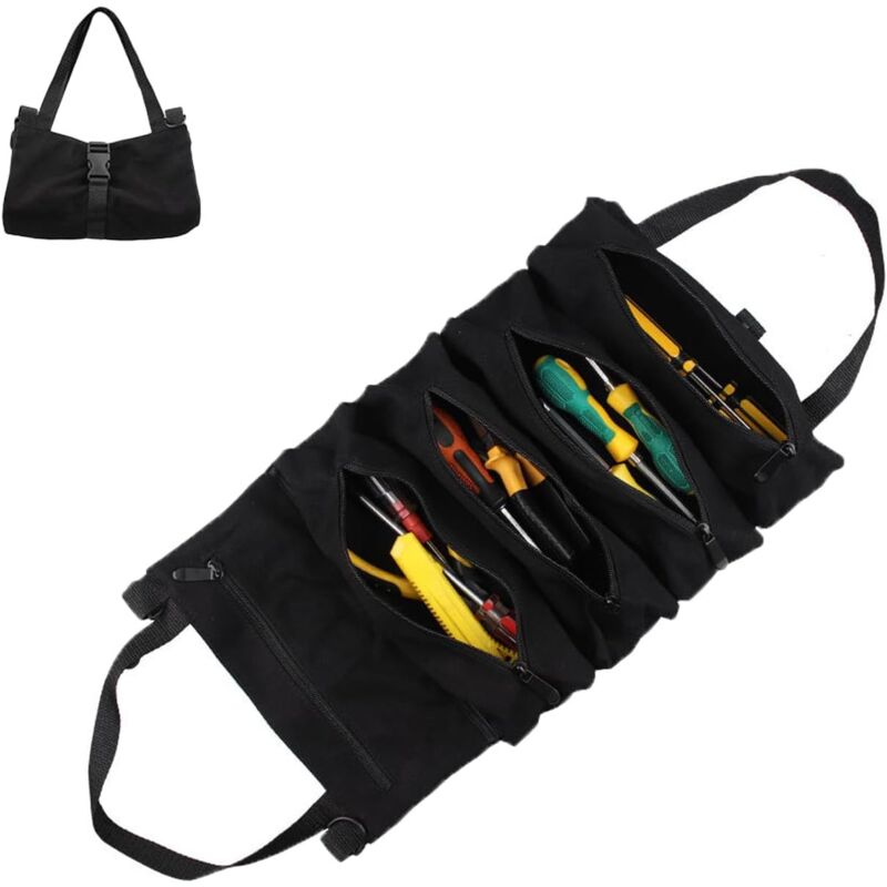 Tool Roll, Tool Roll Bag, Portable Roll Tool Bag, Camping Oxford Cloth Tool Bag, Scratch-Resistant Foldable Canvas Organizer