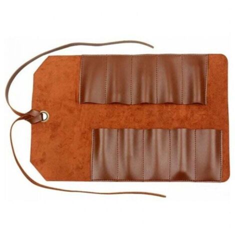 Tool Rouleau de sac en cuir Pochette 10 poches Multi-user Organizer Wrap pour Woodworking Clé Clé brun clair, poche à outils，