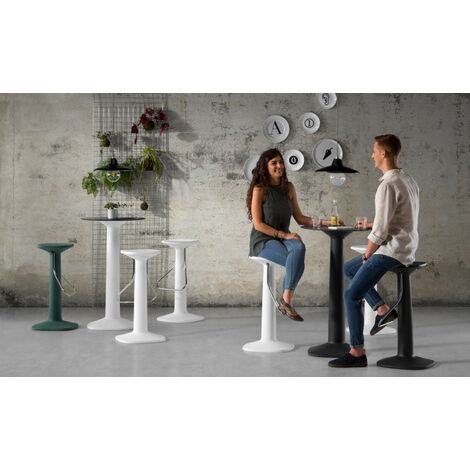 Tool Stool No - Verde salvia seduta sedia alta sgabello per interno esterno in polietilene Plust bar ristorante hotel albergo giardino terrazza casa