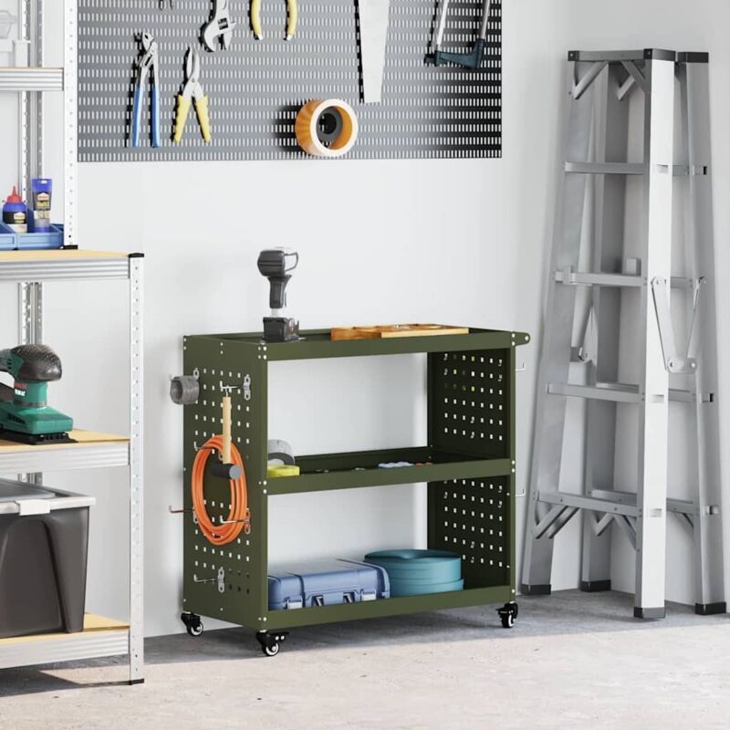 Tool Trolley Olive Green 75 X 35 X 73 Cm Cold-rolled Steel Vidaxl