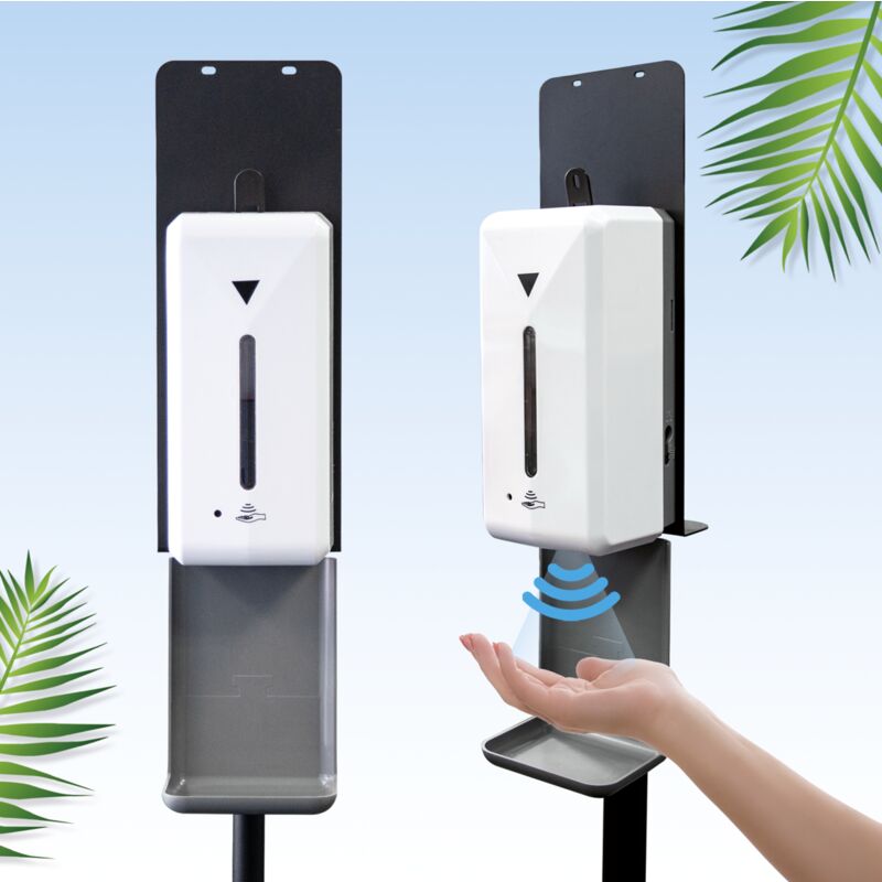 Distributeur automatique de désinfectant sans contact , 1000ml réglable en hauteur, fonctionnant sur secteur et sur batterie pour les établissements