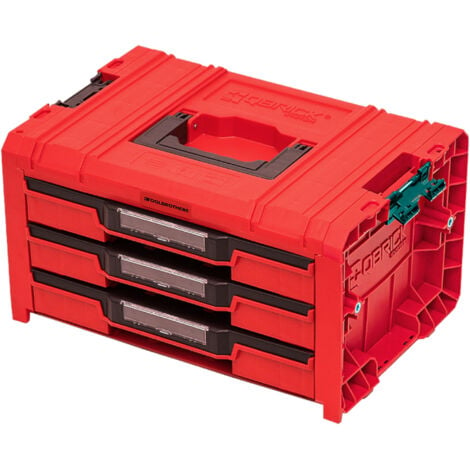 Toolbrothers RHINO PRO Drawer 3 Toolbox 2.0 Expert RED ULTRA HD Werkzeugkoffer 450 x 310 x 244 mm 13,5 l stapelbar IP54 mit 3 Schubladen