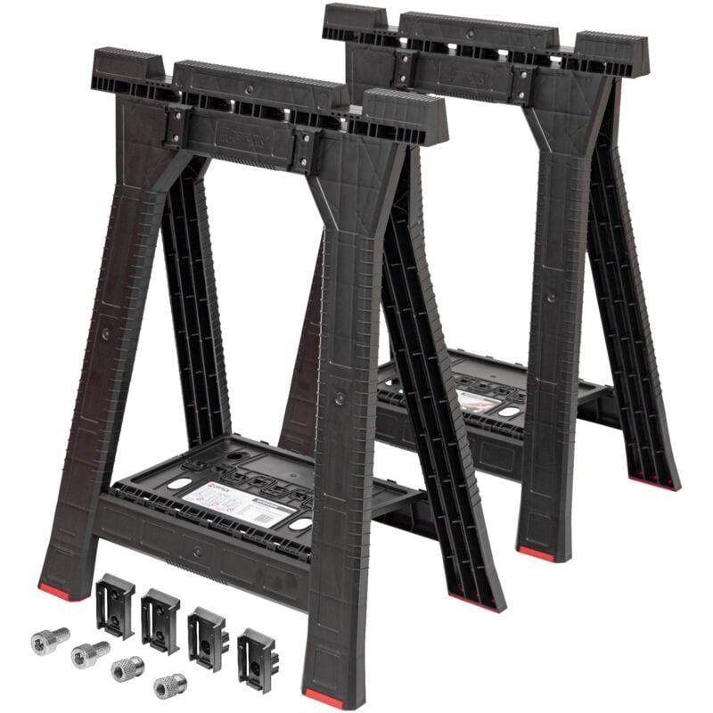 Rhino tréteau d'atelier set + Custom Connect 580 x 770 mm capacité de charge 350 kg - Toolbrothers