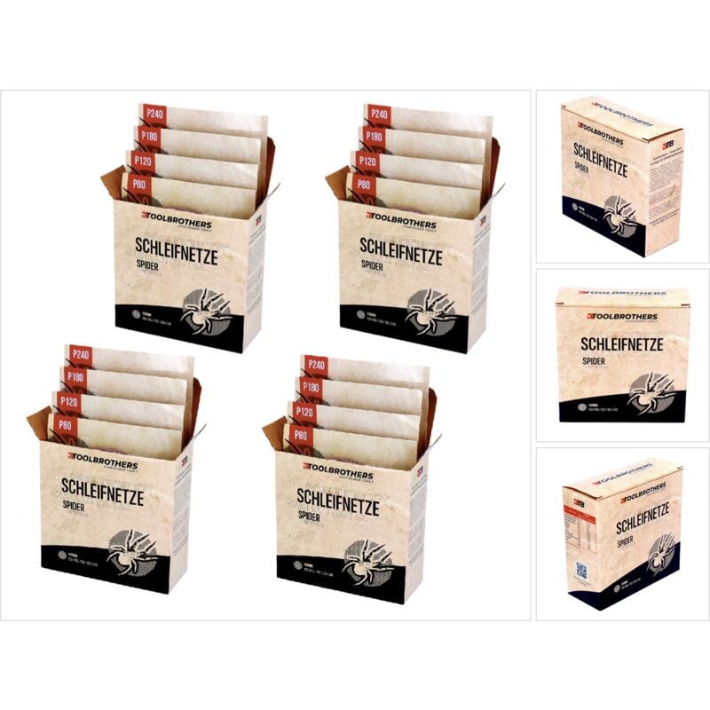 Spider set de ponçage filet 150 mm 4 paquets 160x filets de ponçage Klett 40x chacun P80 / P120 / P180 / 240 pour bois dur, bois tendre, vernis,