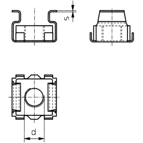 Écrou-cage Acier, M5, Découpe panneau 9.53 x 9.53mm RS PRO