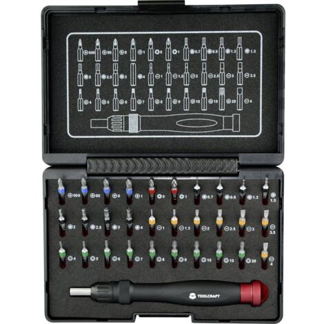 TOOLCRAFT 809204 Jeu d'embouts 31 pièces vis à fente, cruciforme Phillips, vis Pozidriv, 6 pans intérieurs, TORX® intér