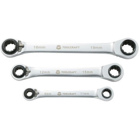 TOOLCRAFT 819162  Doppel-Ringratschenschlüssel-Satz 3teilig Schlüsselweite (Metrisch) 8 - 19 mm