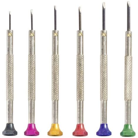 TOOLCRAFT 820926 12-teiliges Uhrmacherschraubendreher-Set. Klingenbreiten: 0,8 mm, 1 mm, 1,2 mm, 1,4 mm, 1,6 mm, 1,8 mm