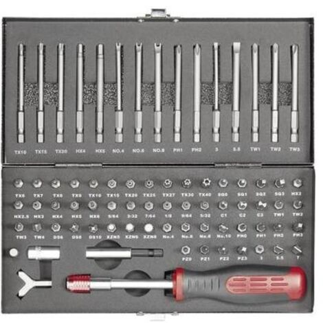 TOOLCRAFT HT02183 820952 Kit inserti 75 parti Taglio, Brugola interna, Clutch, Tri-Wing, TORQ, Multidente XZN, Croce Po